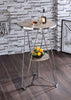 Modern Bar Table, Gray Oak & Chrome Silver