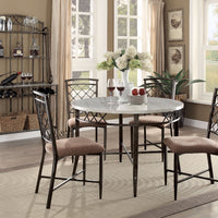 Smart Looking Dining Table, Faux Marble & Antique Brown
