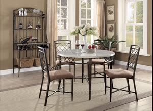 Smart Looking Dining Table, Faux Marble & Antique Brown