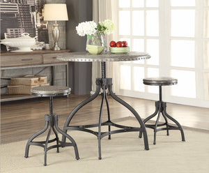 Adjustable Counter Height & Stool Set, Gray Oak, 3 Piece Pack