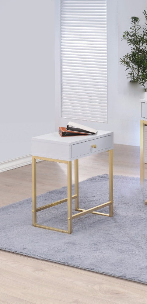 Astonishing Side Table, White & Gold