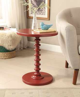 Astonishing Side Table With Round Top, Red