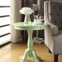 Astonishing Side Table With Round Top, Light Green