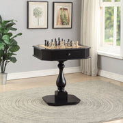 Wooden Chess Game Table With One Drawer, Black