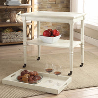 Wooden Serving Tray Table, Antique White