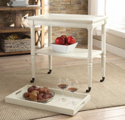 Wooden Serving Tray Table, Antique White