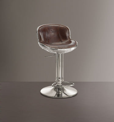 Astonishing Adjustable Stool with Swivel, Vintage Brown & Silver