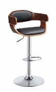 Wooden Adjustable Stool with Swivel, Black & Walnut Brown