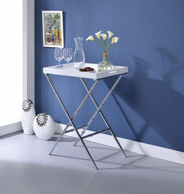 Stylish Tray Table, White & Chrome