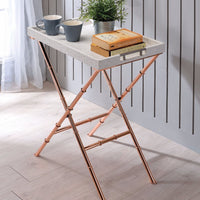 Chic Modish Tray Table, Ivory & Copper