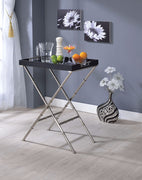 Elegant  Tray Table, Black & Brushed Nickel Gray