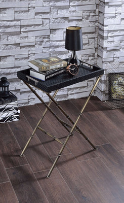 Astonishing Tray Table, Black Weave & Antique Gold