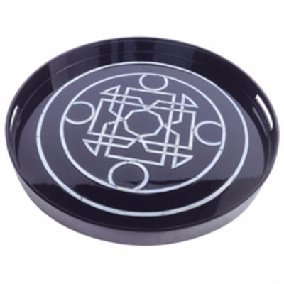 Dazzling Round Lacquered Serving Tray, Black
