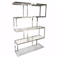 Metal And Glass Etagere, Silver and Clear