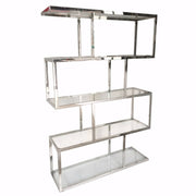 Metal And Glass Etagere, Silver and Clear