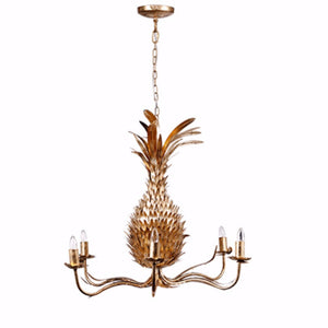 Pineapple Shape 6-Light Chandelier, Gold