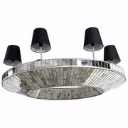 Unique Glass and MDF 6-light Chandelier, Silver and Black