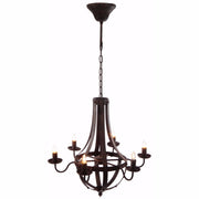 6-Light Candelabra Iron Chandelier, Brown