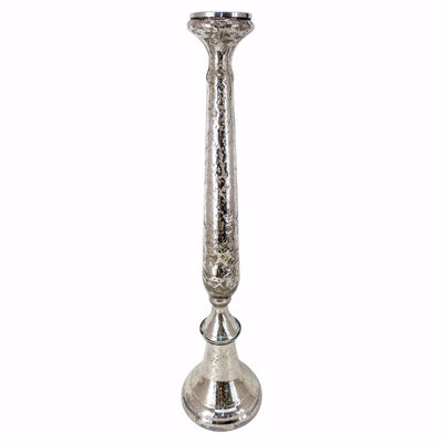 Elegantly Charmed Glass Candlestick Holder, Silver