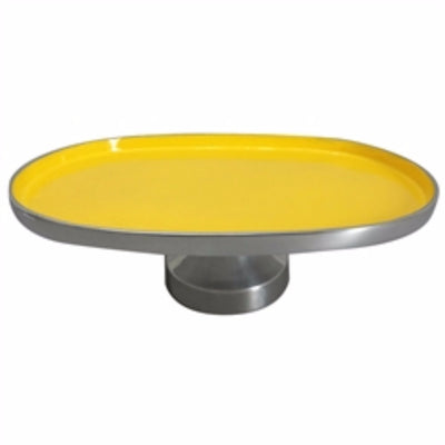Oval Shaped Aluminum Footed Platter, Yellow