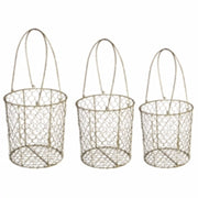 Metal Wire Mesh Storage Basket, Set of 3, Brown