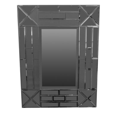 Exquisite Rectangular Wooden Framed Mirror, Gray