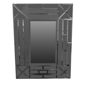 Exquisite Rectangular Wooden Framed Mirror, Gray