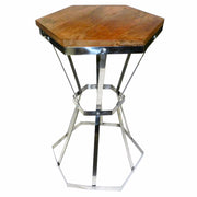Sturdy Octagonal Steel & Wooden Table, Brown