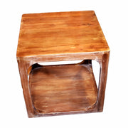 Sturdy Antique Style Wooden Side Table, Brown