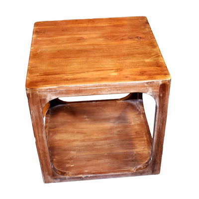 Sturdy Antique Style Wooden Side Table, Brown