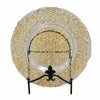 Impeccable Glass Charger Plates With Floral Patten, Clear And Gold