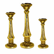 Captivating  3 Piece Glass Candle Holder,  Gold