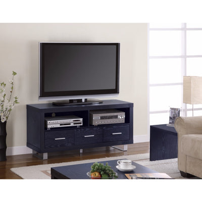 Magnificent Black Contemporary TV Console with Shelves and Drawers