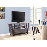Gorgeous Two-Tone Trapezoid TV console, Gray and Black