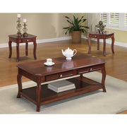 3 Piece Occasional Table Set with Parquet Top, Brown