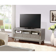 Metallic TV Console with Mirrored Accent, gray