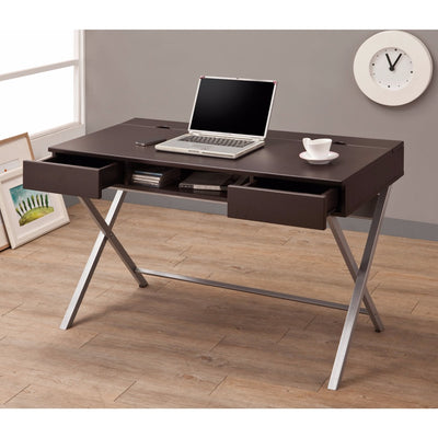 Stylish Connect-It Desk with Built-in Storage Compartment, Brown