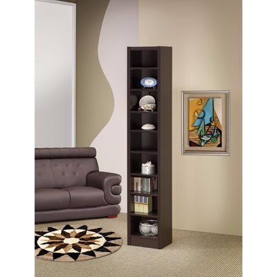 Glimmering Brown Narrow Wooden Bookcase