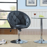 Contemporary Round Tufted Black Swivel Accent Chair