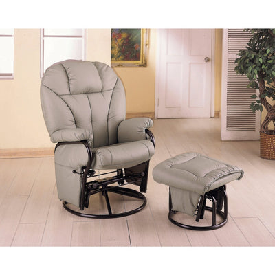 Leatherette Glider with Matching Ottoman, Gray