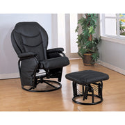 Comfy Leatherette Glider with Matching Ottoman, Black