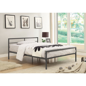 Traditional Styled Full Bed with Sleek Lines, Gray