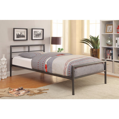 Traditional Styled Twin Size Bed with Sleek Lines, Gray