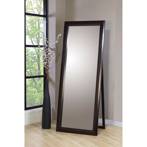 Splendid Standing Floor Mirror With Wooden Frame, Brown