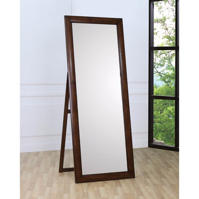 Modern Style Standing Floor Mirror With Wooden Frame, Brown