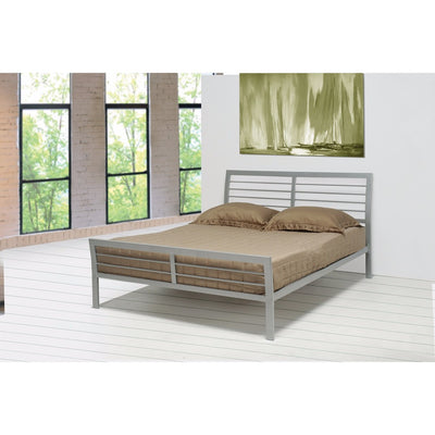 Transitional Style Queen Size Metal Bed, Silver