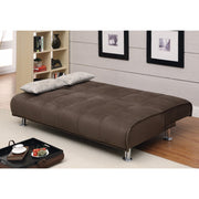 Transitional Styled Couch Bed With Chromed Legs, Brown
