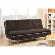 Casual Style Soothing Couch Bed with Chrome Legs, Brown