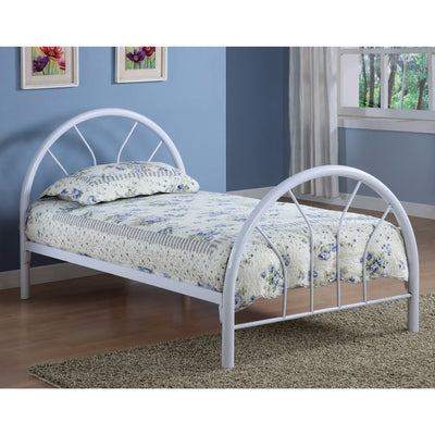 Modern Style Twin Size Metal Bed, White