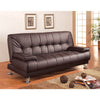 Comfy Faux Leather Convertible Sofa Bed with Removable Armrests, Brown
